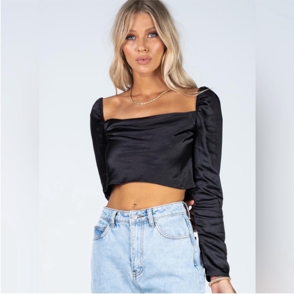 Princess Polly Love Song Long Sleeve Crop Top- Size 6